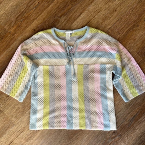 Stitch & Needle Sweaters - Stitch & Needle 100% cashmere pastel striped sweater, size small